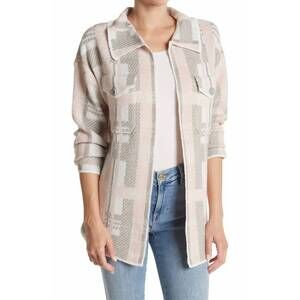 NEW BY DESIGN ava plaid cardigan jacket in jamey ivory